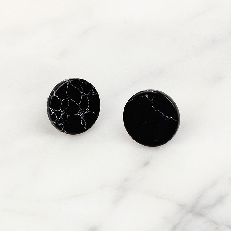 New Korean Simple Marble Black  White Turquoise Wild Round Triangle Earrings For Women display picture 8