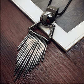 新款扫把流苏毛衣链甜美百搭吊坠长款项链挂件韩版女