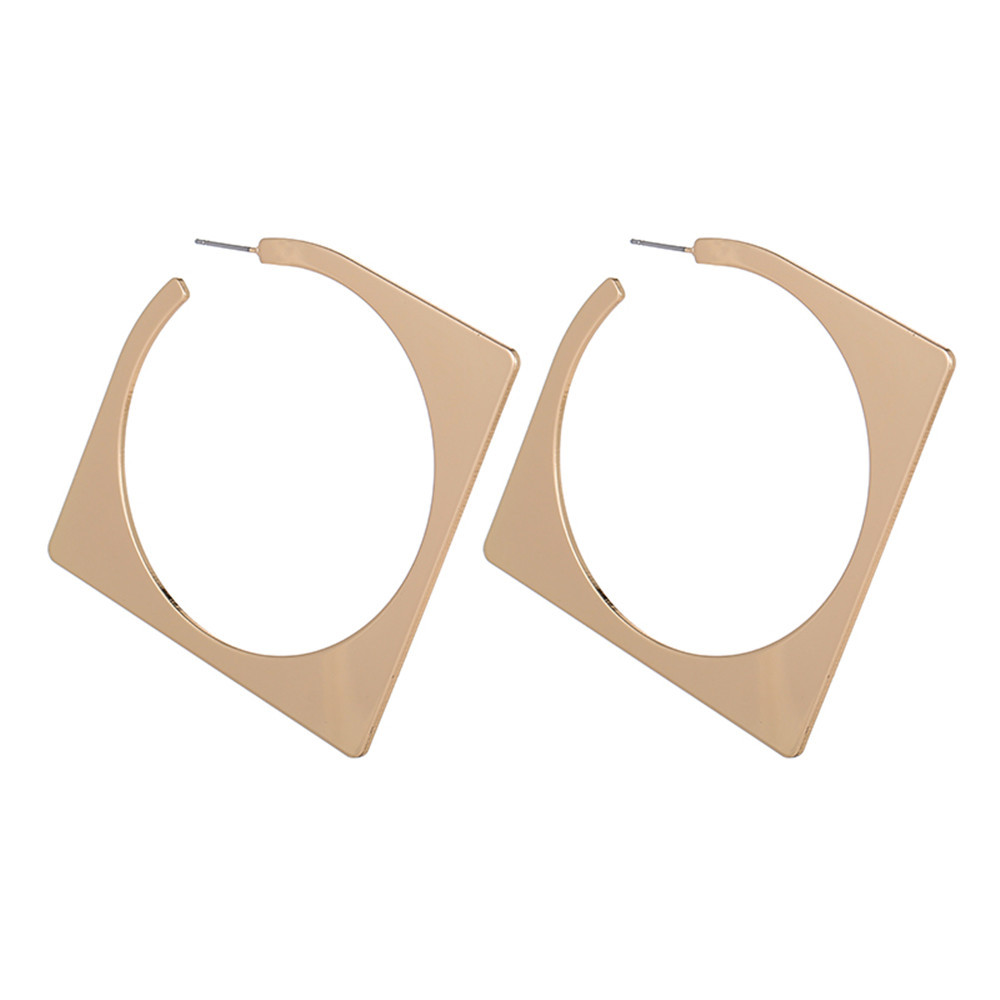 Diamond-shaped gold and silver geometric earrings