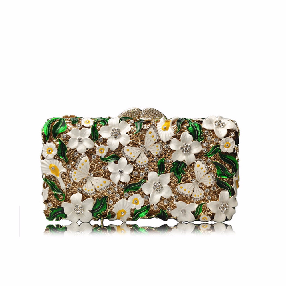 BL025 goteo de aceite flor de diamante de agua bolsa de cristal de metal aire bolsa de cena de diamante bolsa de mano bolsa de ultra fibra dura