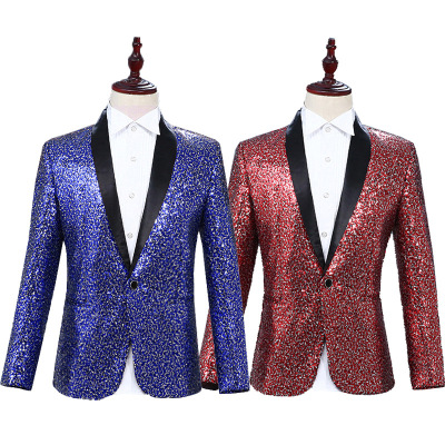 men's jazz dance suit blazers Men personality fashion men with sequins stage performance suit top nightclub DJ singer coat