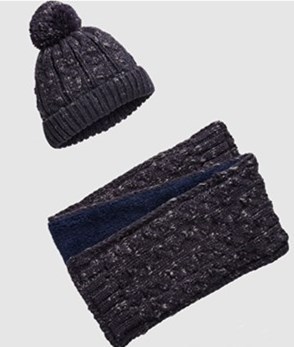 2019毛絨內襯兒童寶寶嬰兒男童女童針織毛線帽子圍巾兩件套