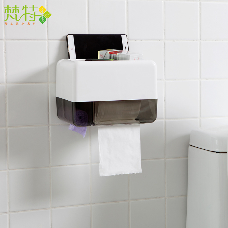 卫生间壁挂纸巾盒免打孔卷纸筒抽纸盒防水纸巾置物架收纳盒家用|ms