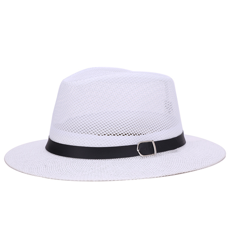 Sombrero sombrero de Jazz de los hombres británicos malla transpirable lino grande sombrero de ala plana sombrero de sol al aire libre cómodo todo partido al por mayor