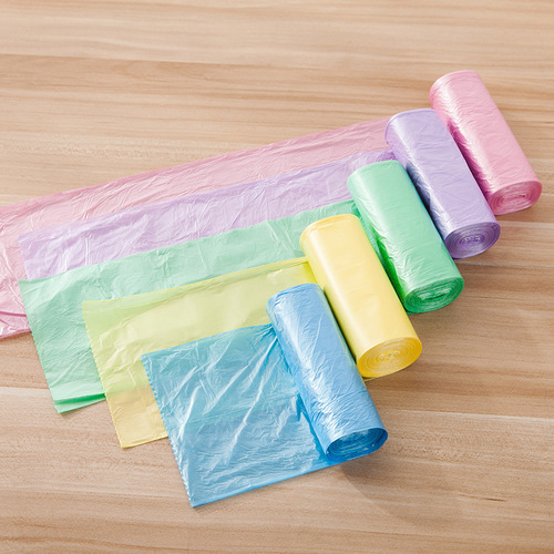 Thickened point-break garbage bag disposable plastic bag kitchen color medium garbage bag packaging random 5 rolls