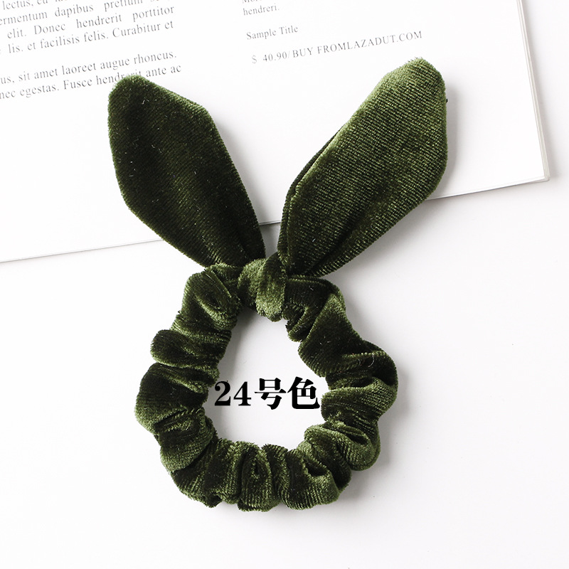 New Fashion Gold Velvet Steel Silk Rabbit Ear Flannel Korean Simple Fashion Cheap Hair Ring Wholesale display picture 14