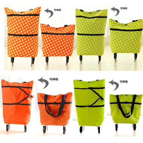 Simple and fashionable shopping bag, new camping portable hanging wheel shopping cart, climbing folding trolley, Oxford cloth