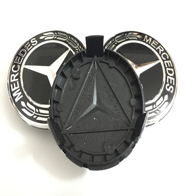 适用新款奔驰轮毂盖标黑色麦穗奔驰汽车轮毂盖轮胎中心盖改装75mm