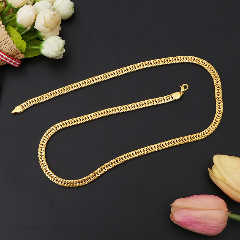 New Men's Fashion Gold Fox Tail Chain Necklace Straight Can_voghion.com