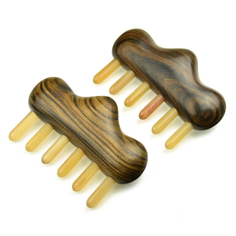 沉贵宝头部经络梳绵羊角梳肩颈按摩梳子天然白角插齿梳厂家批发 阿里巴巴