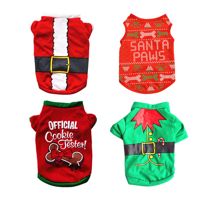 Christmas pet holiday clothing dog clothes cotton T-shirt