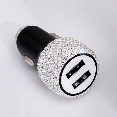new pattern Diamond vehicle mobile phone Safety Hammer Charger double USB Fast charging Diamond automobile mobile phone Aluminum car