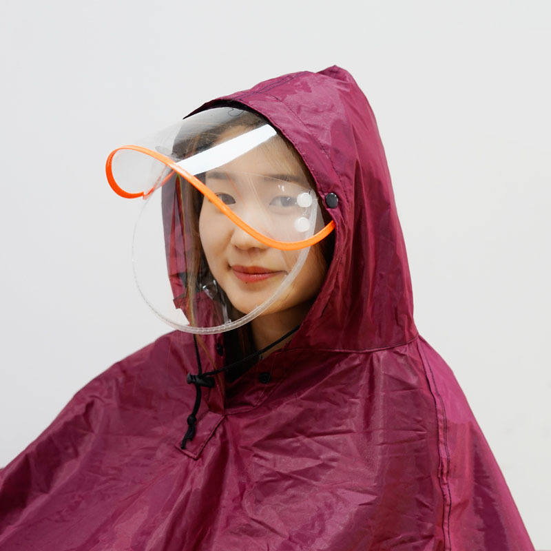 电动摩托车雨衣成人双帽檐雨披男女单人骑行双面罩加大雨衣