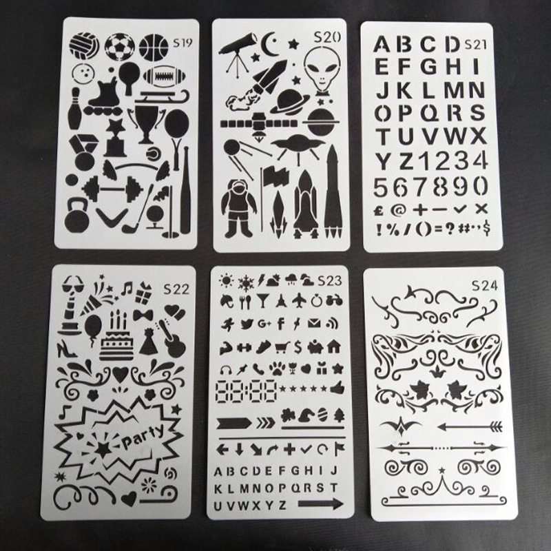 亚马逊热销24款手账绘画模板 新款diy记账本 纳帐本镂空模板套装|ru