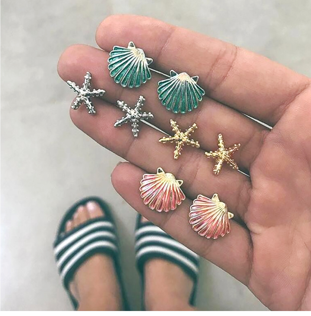 Fashion Earrings Symmetrical Starfish Shell Alloy Earrings display picture 1