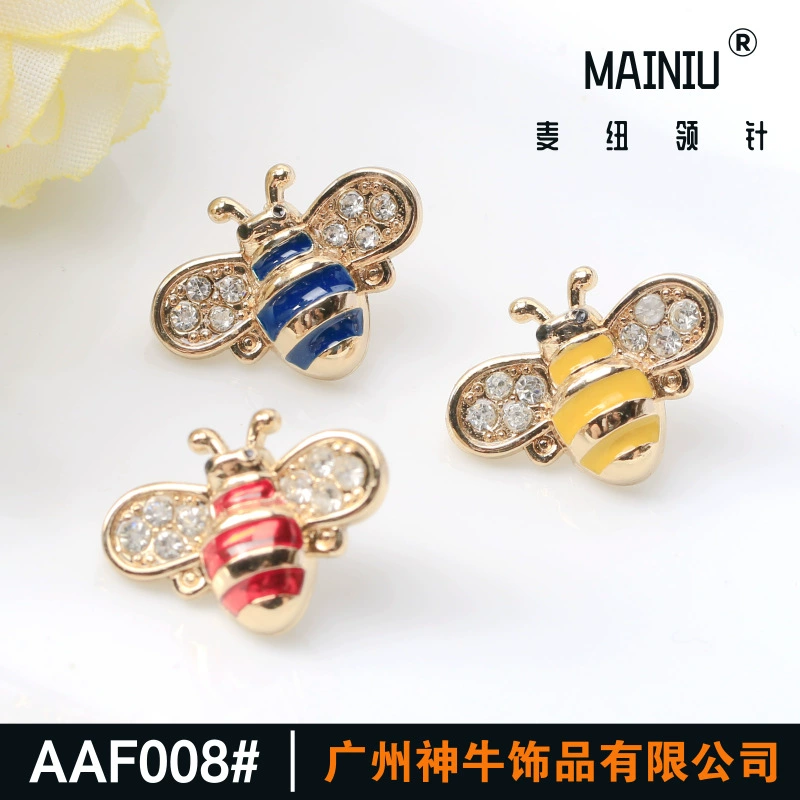 AAF008 Diamond Small Bee Exquisite Dripping Oil Small Metal Insect Bee Gold Alloy Material Branch