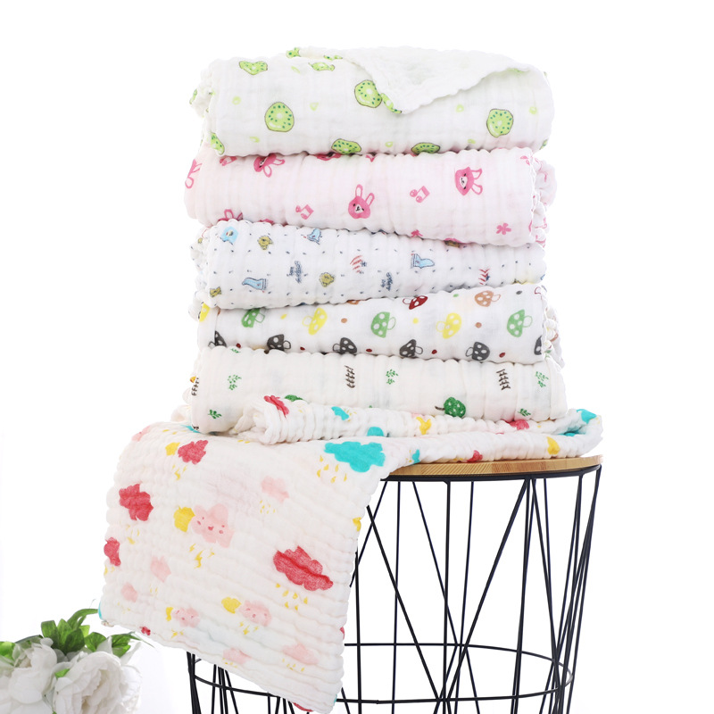 秋冬爆款儿童浴巾精梳六层纱布柔软泡泡纱印花浴巾婴幼儿包被批发|ms