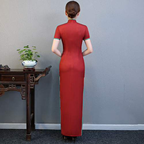 Cheongsam retro large size dress long walk show party cheongsam