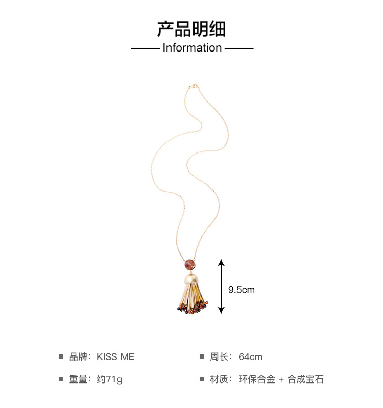 Korean Necklace Net Celebrity The Same Fashion Sweater Chain Design Elegant Atmosphere Gem Necklace Wholesale display picture 1