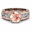 Golden ring, jewelry, wish, 14 carat, pink gold, with gem, champagne color