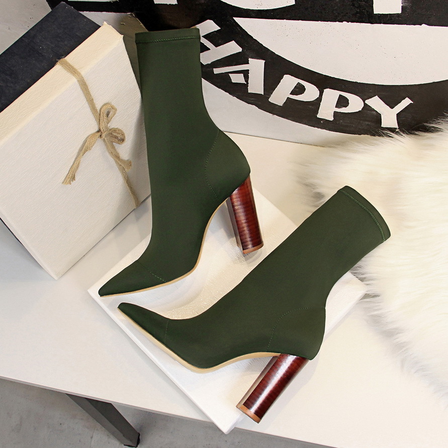 Women's Over-the-knee Boots Pointed Toe Chunky High Heel Shoes_voghion.com