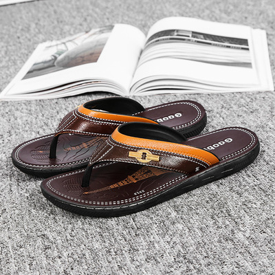 新款人字拖鞋男士沙滩休闲凉拖鞋时尚夹趾防滑室内外人字拖|ms