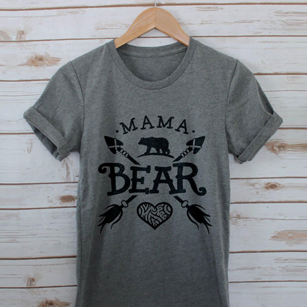 Loose Fit Summer T Shirt for Women Unique Bear Print Short Sleeve Casual Style Wholesale Available