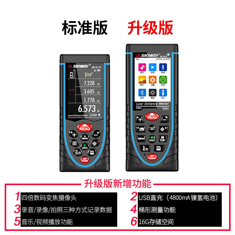 SNDWAY/户外激光测距仪 室外红外线测量仪手持充电式电子尺