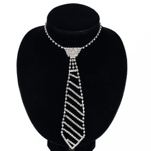 欧美复古饰品水钻领带长款项链女式领结时尚镶钻服装领带项链N072