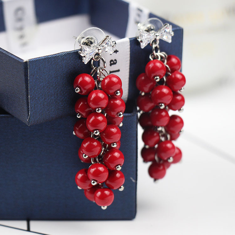 Summer earrings pearl with zircon with bow