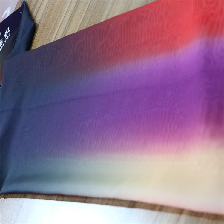 2019 nuevo 100D chiffon tela impresa gradiente vestido