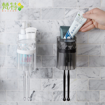 壁挂刷牙杯免打孔卫生间洗漱架牙刷架牙刷筒牙刷置物架套装收纳架