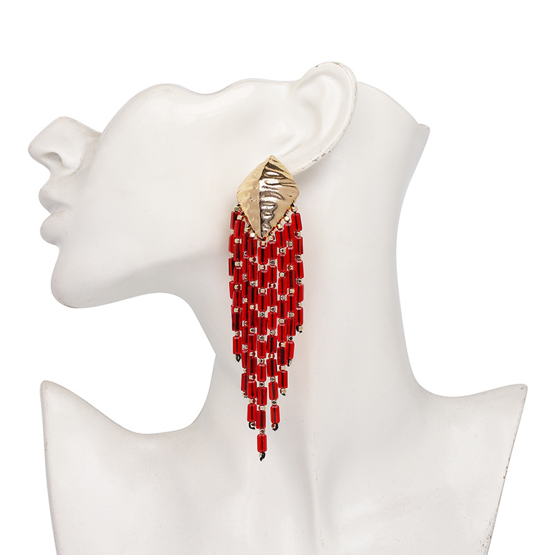 Plastic Fashion Tassel earring  red NHJJ4892redpicture1