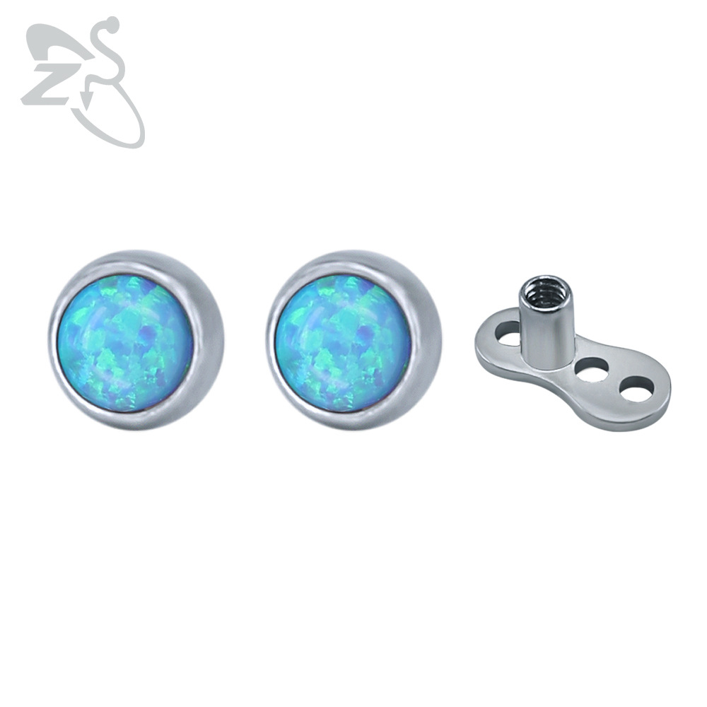 European American Retro Opal Buried Nail Piercing Jewelry 316L Surgical Steel Blue Gem Skin Grafting Nail detail image 10