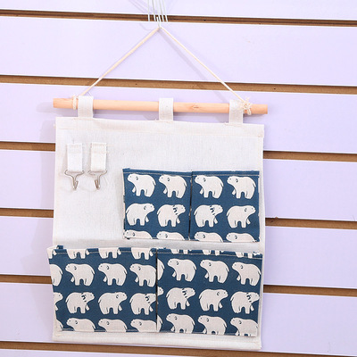 创意棉麻壁挂式防水挂袋 门后衣柜挂兜家居杂物收纳挂袋