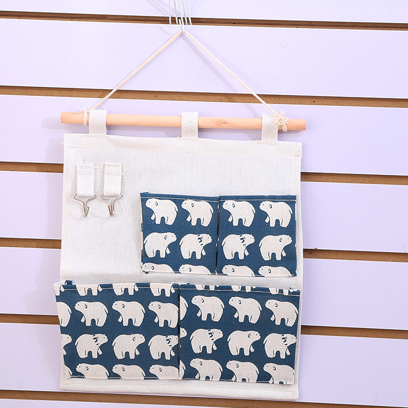 创意棉麻壁挂式防水挂袋 门后衣柜挂兜家居杂物收纳挂袋