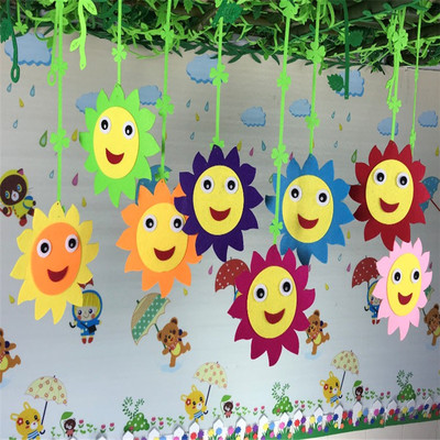 太阳花吊饰 幼儿园室内吊顶挂饰厂家加工定制 幼儿园走廊挂饰笑脸|ru
