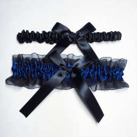 新娘袜带 欧美蕾丝腿环腿圈 蓝色蝴蝶结吊袜带 结婚用品 创意腿饰