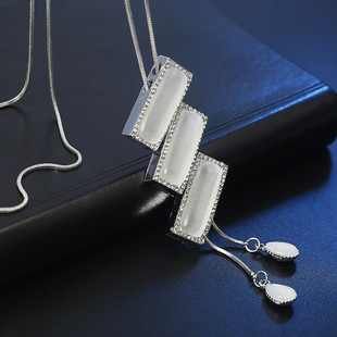 Korean style autumn and winter personalized fashion elegant multi-layer square crystal all-match clothing long necklace sweater chain female wholesale
