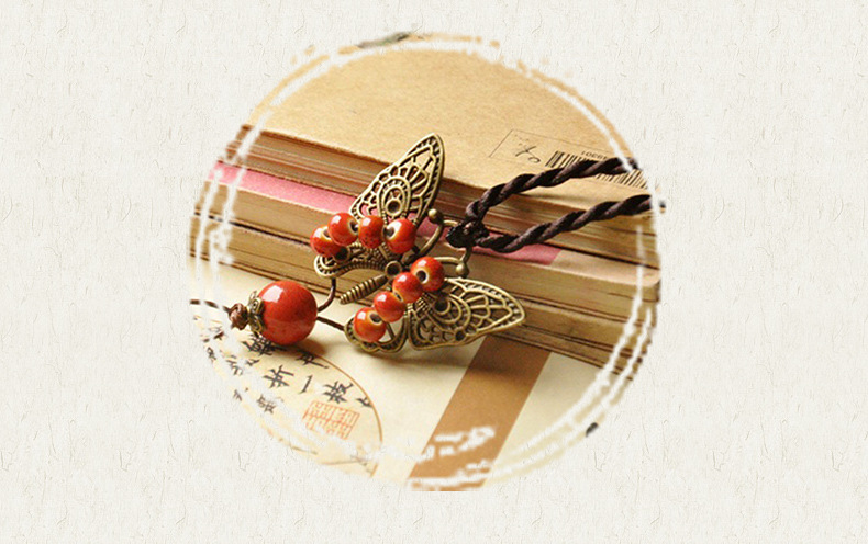 Ethnic Style Butterfly ceramics Womenu0027S Pendant Necklace