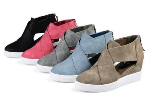 Новинка лета и осени 2018 новые женские туфли на танкетке на молнии