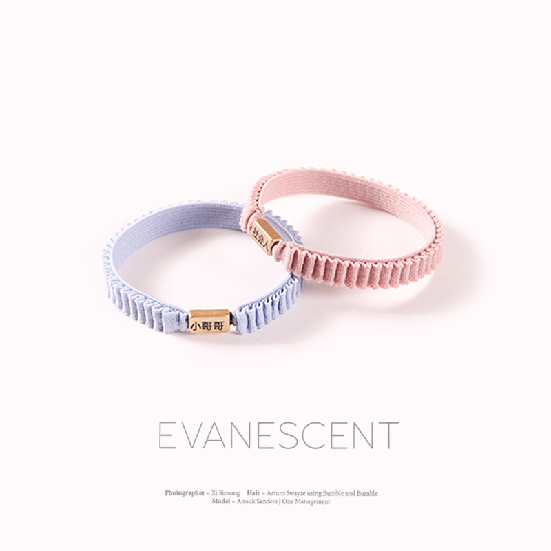 Korean Edition Sling Crease wave Gold buckle Printing Hairpin fashion lady rubber string Leather sheath The first bar Hair rope wholesale