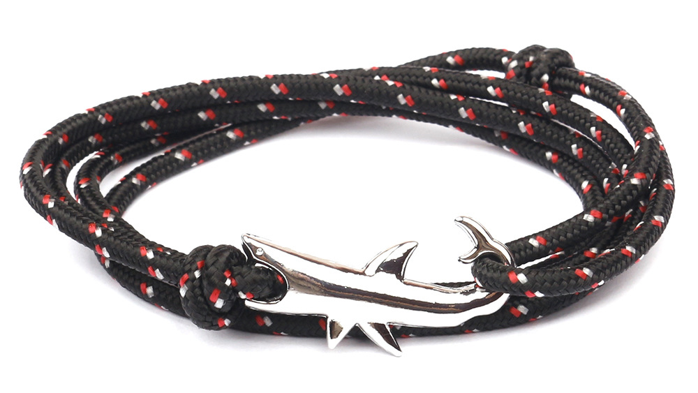 12g Weight Bracelets Classification Alloy, rope Chain Material 1 Piece Quantity Holiday, Daily, Street Occasion Alloy, rope Material Shark Pattern Men's Gender Layered Design Casual, Simple Style Style Casual Simple Style Shark Alloy Rope Layered Men's Bracelets Men's Chain Bracelets 29