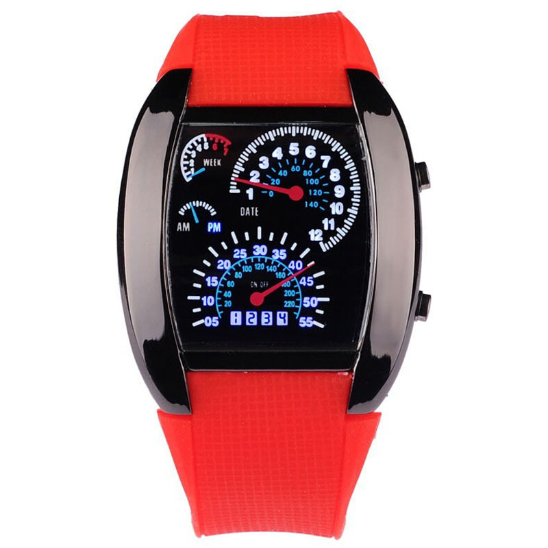 LED spor saat, yelpaze göstergesi tasarım erkek izle