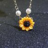 Fashionable accessory from pearl, pendant, cute necklace, chain for key bag , wish, flowered