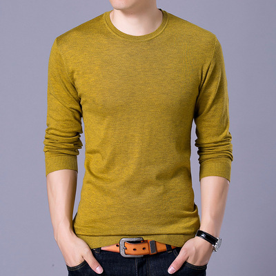 乔依尔2019纯色长袖毛衣男装上衣圆领套头t恤男式商务针织衫批发|ru