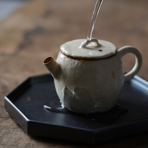 Jingdezhen Ceramic Teapot, Handmade Stone Powder Powder Split Tile Teapot, Plant Gray Glazed Teapot, Snow Series