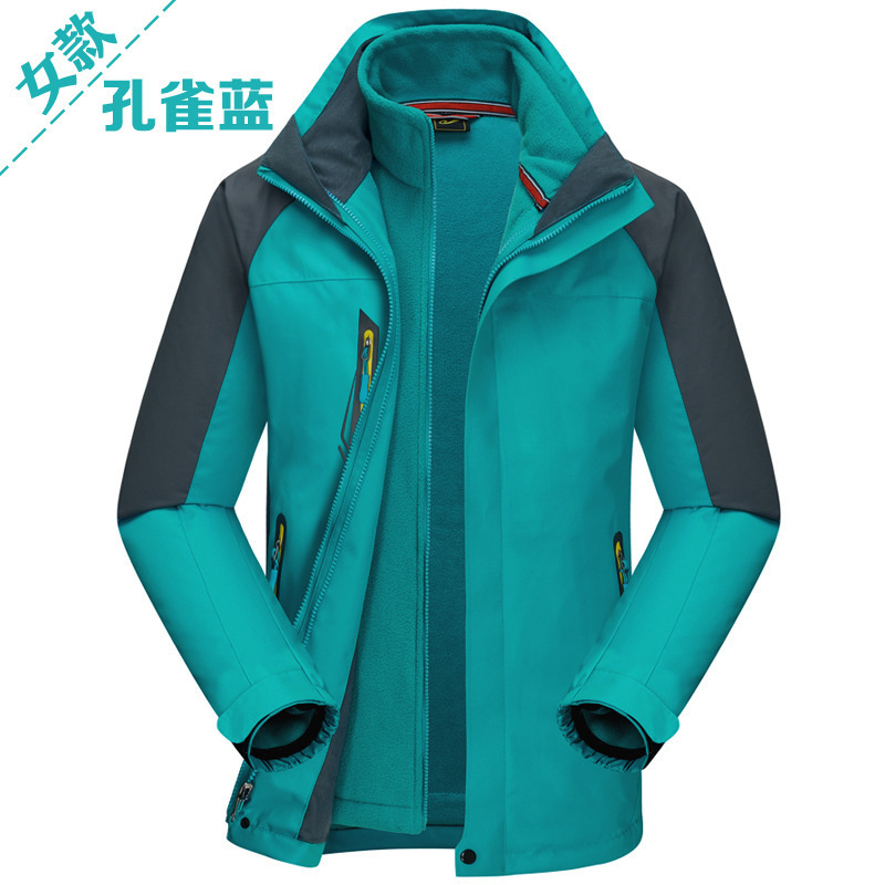 源頭廠家定制logo男女情侶款戶外沖鋒衣三合壹可拆卸抓絨登山服冬