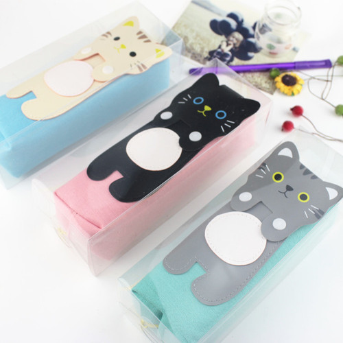 Creative Student Prizes Cartoon Simple Cat Animal Pen Bag School Supplies Canvas Pencil Bag Opening Gift