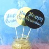 Baking cake 镭 Laser gold and silver black letters Birthday happy plug -in party dessert dessert decoration